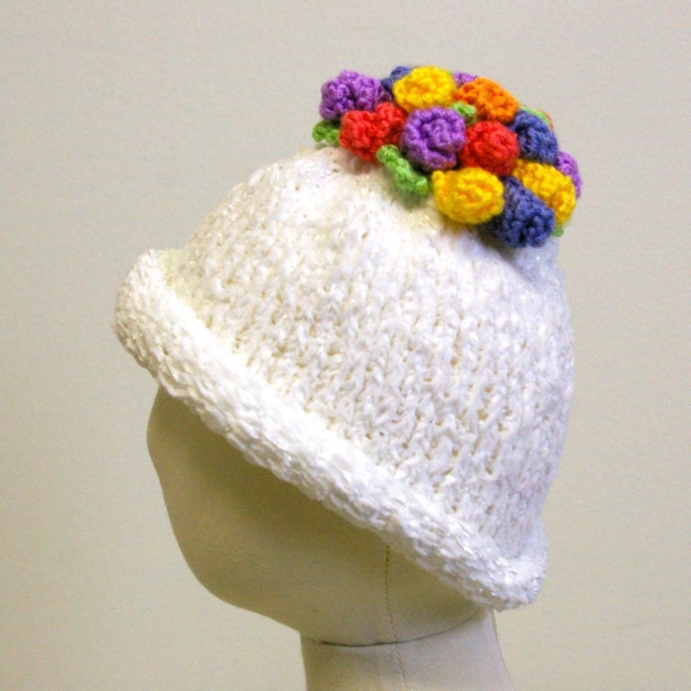 Rosebud Baby Hat - Hand Knit - 3-12 Months